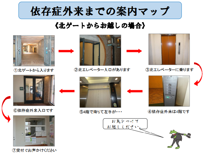 依存症外来案内マップ（北ゲートから）