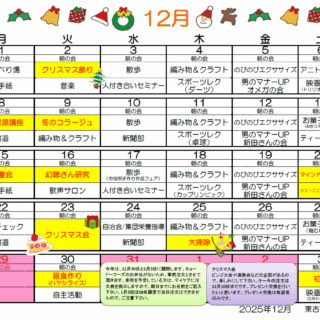 東古松サンクト診療所2025年12月デイケアプログラムのお知らせ - 地方独立行政法人 岡山県精神科医療センター